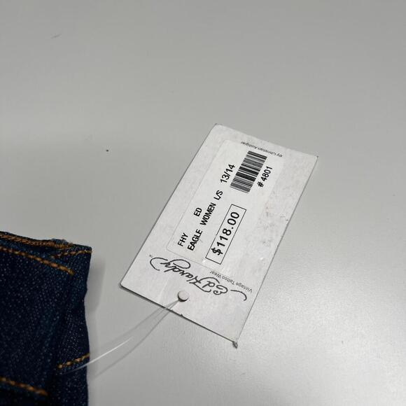 NWT Ed Hardy Women’s Jeans Size (W32 L33) Dark Wash Embroidered Tattoo Graphic - Picture 12 of 13